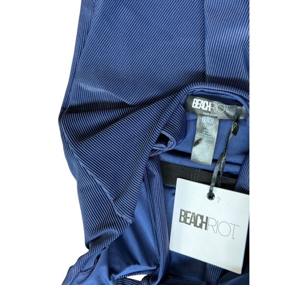 Beach Riot Sz S Swimsuit Sydney Ribbed Belted Blue One Piece Missing Belt New - Picture 3 of 6